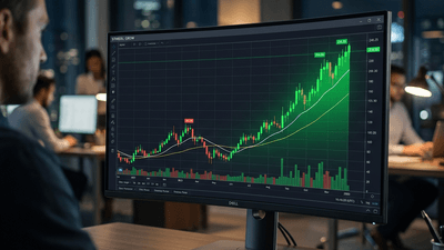 Stock market graph showing upward trend on modern display